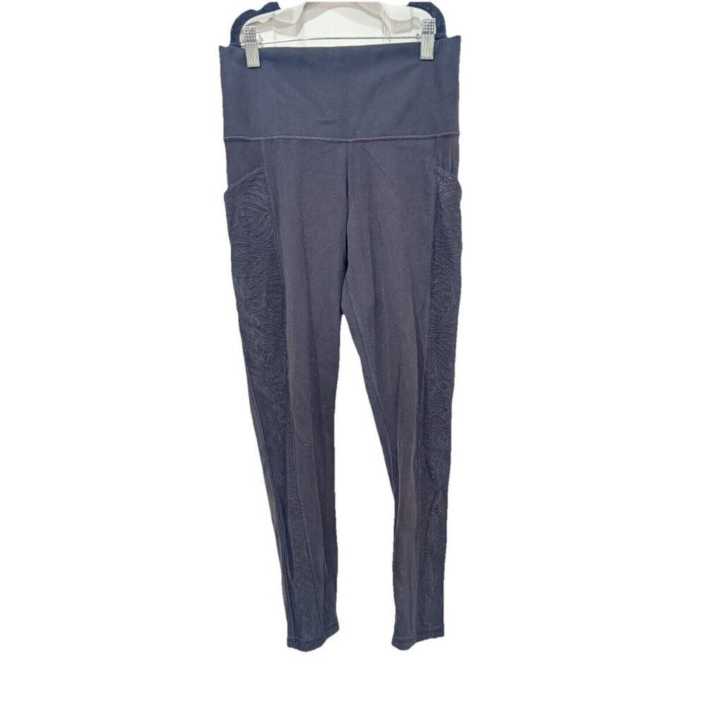 Womens Leggings Black Size Small S‎ Yoga Athletic Workout Gym Side Lace Mid Rise